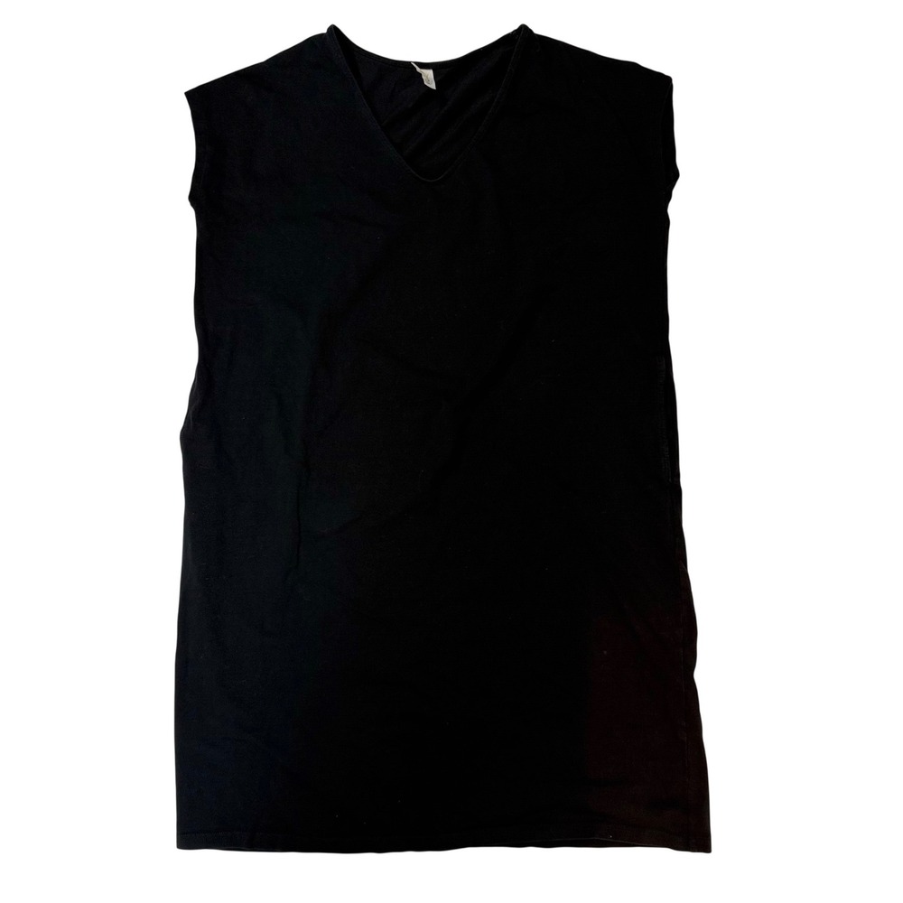 Pact Organic Cotton V-Neck Cap Sleeve Shift Dress Black Small Sustainable